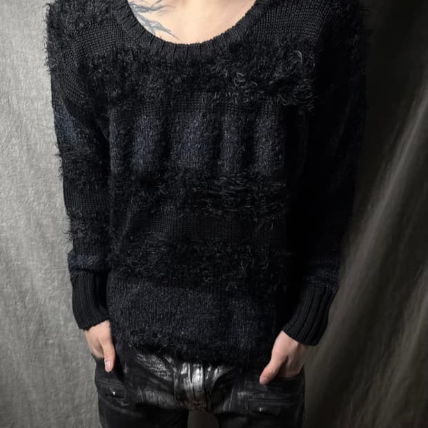 NO ID Textured Shaggy Knit Sweater