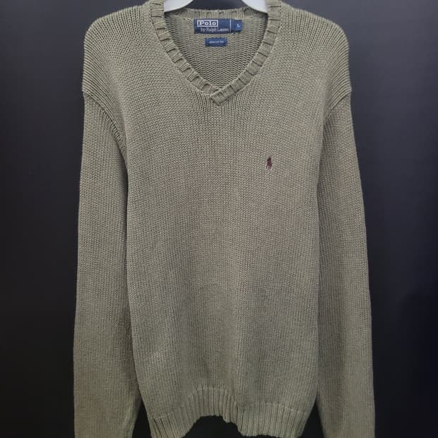 Ralph Lauren 랄프로렌 자수로고 브이넥 니트