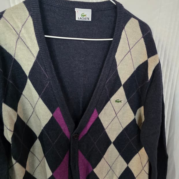 라코스테 아가일 패턴 가디건