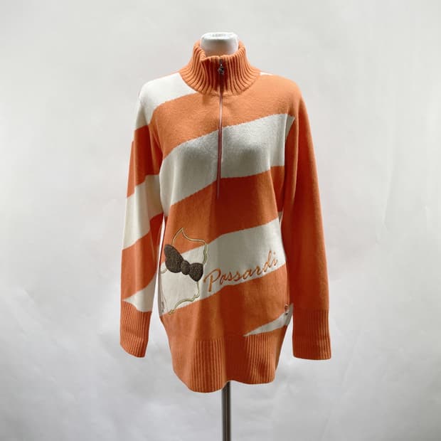 파사디 여성 반집업방풍니트티 주황 95 