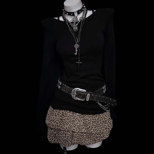 갸루 호피 원피스