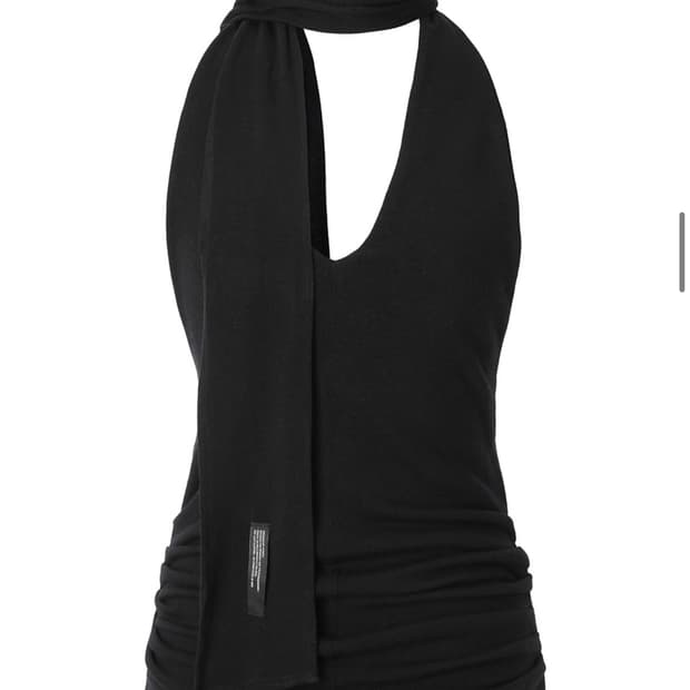 이네기 Halter Tie Bustier Top (black)