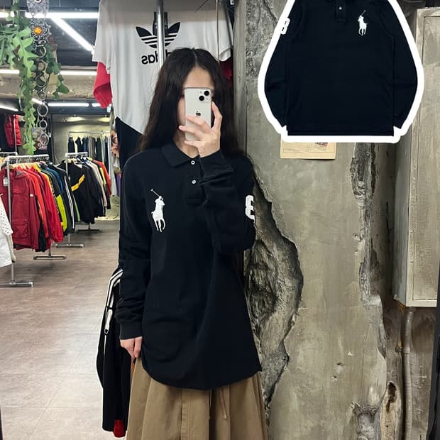 폴로 랄프로렌 빅포니 긴팔 카라티 블랙 L #csz1764