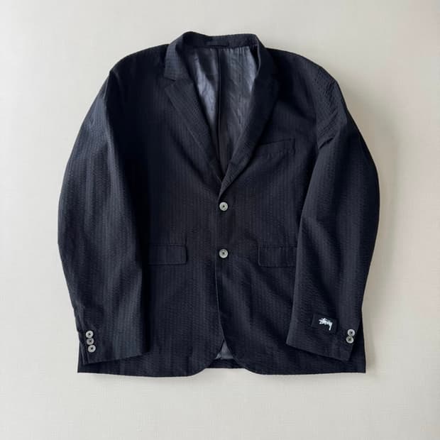 스투시 시어서커 스포츠 자켓 블레이저 블랙