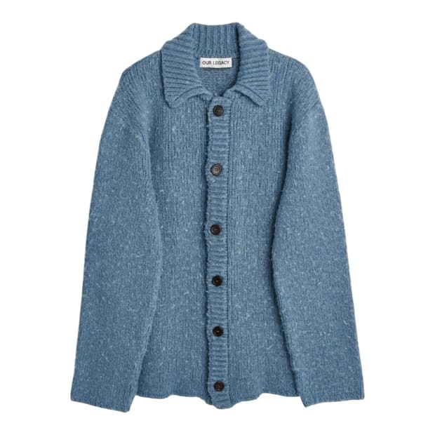 아워레가시 빅 부클 가디건 펑키 아크릴 블루