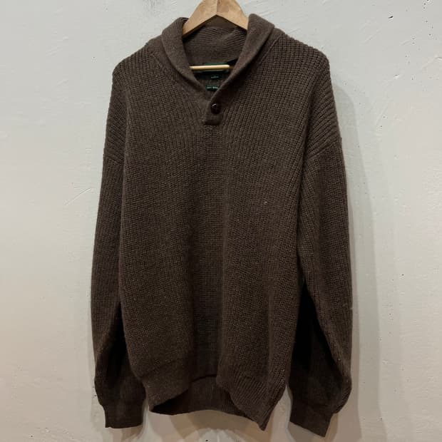 SPICE ISLAND 퓨어울 클래식 숄카라 니트 스웨터 브라운