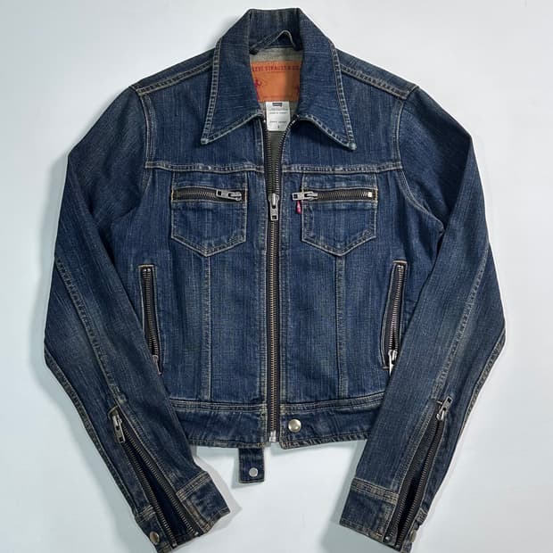 리바이스 우먼스 지퍼디테일 데님 자켓 