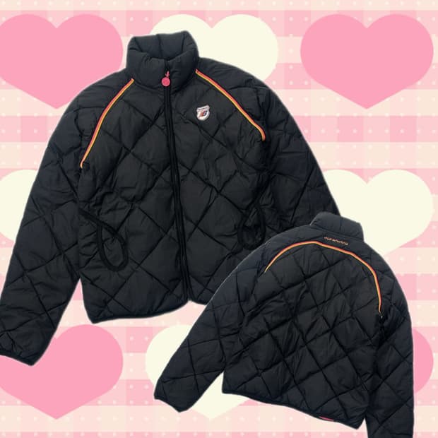 뉴발란스 퀼팅 슬림 블랙 경량 패딩 데코라 괴짜룩 빈티지