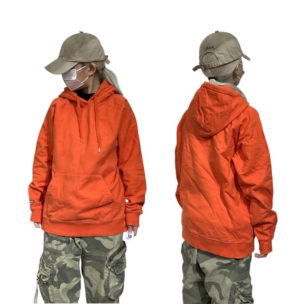 빈티지 오렌지 오버핏 후드티 L