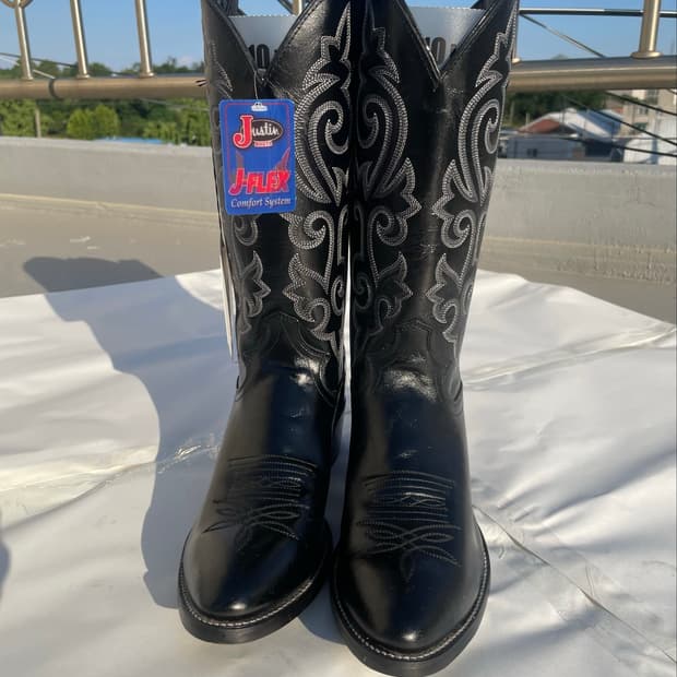저스틴부츠 Jflex Black Cowboy Boots 10.5B