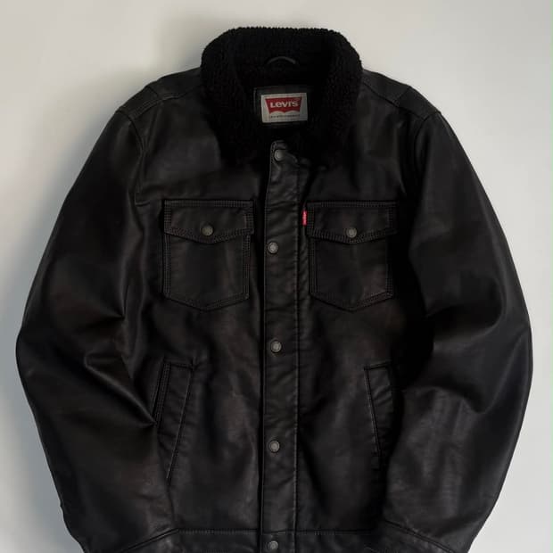 [M] 리바이스 가죽 쉐르파 트러커 자켓