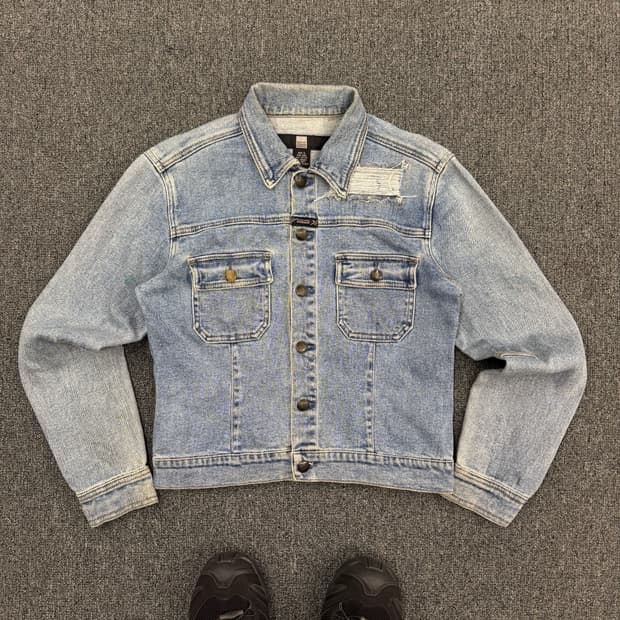 마리떼 프랑소와 저버 빈티지 여성 y2k 데미지 연청 데님자켓