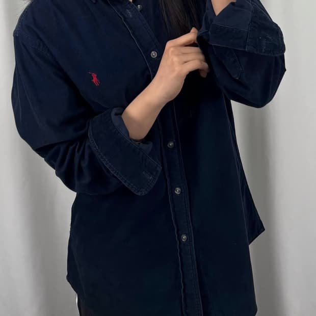폴로 클래식 핏 네이비 코듀로이 셔츠