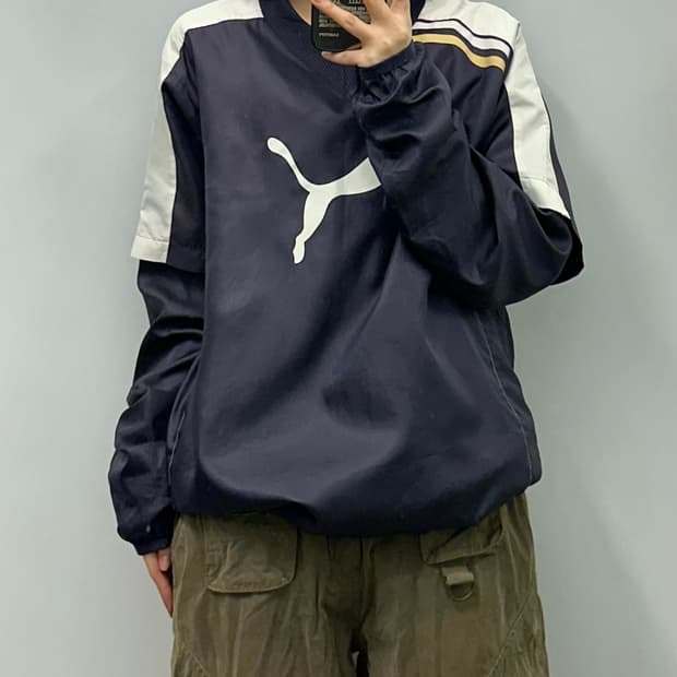 푸마 빅로고 네이비 웜업