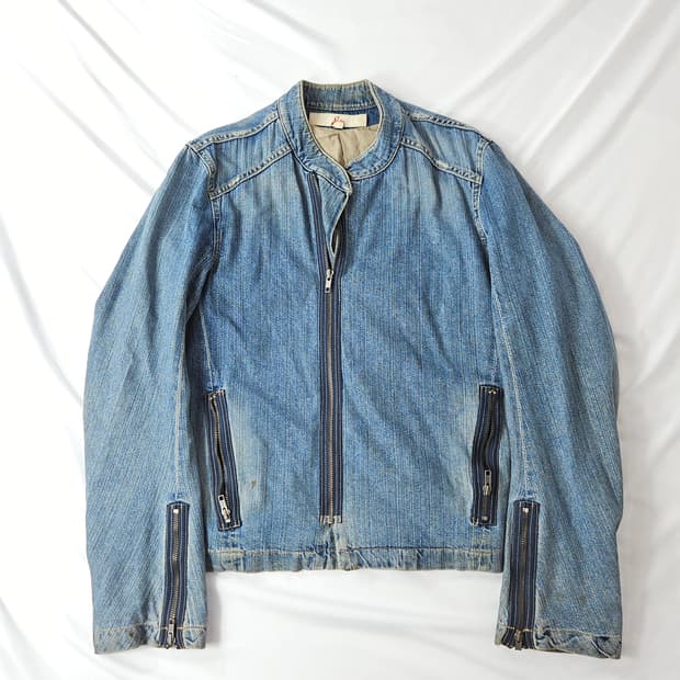 Joie USA 바이커 데님자켓 워싱 코튼