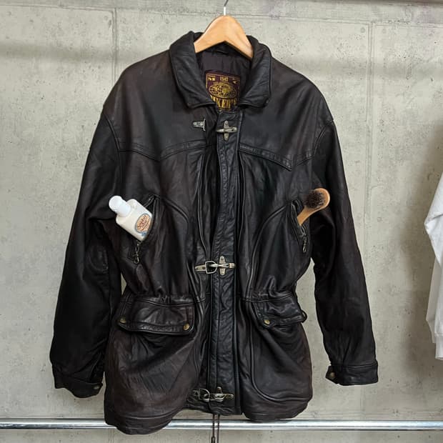 80‘s France Leather Fireman Coat