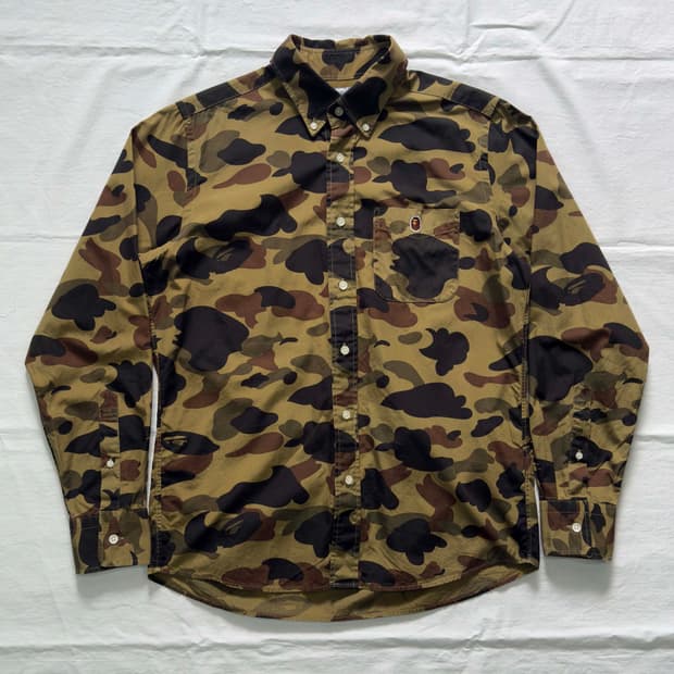 베이프 카모 사루 긴팔 셔츠
