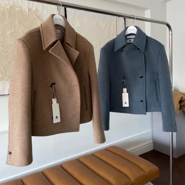 브리드 이중지 본딩 자켓 블루