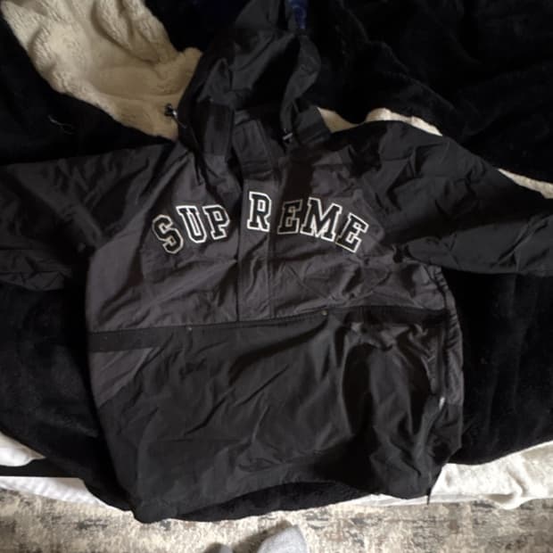 18SS 슈프림 코트 하프 집 풀오버 블랙