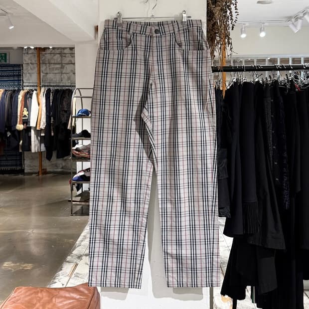 버버리 그레이 노바체크 스트레이트 코튼 트라우저