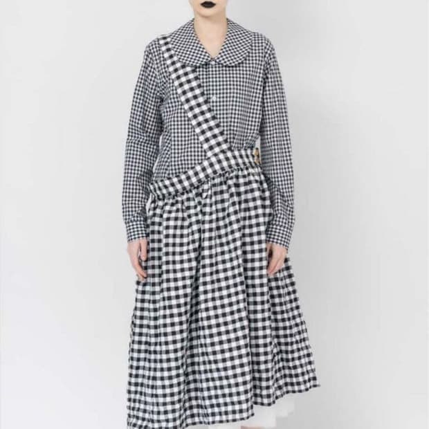 블랙 꼼데가르송 23AW 깅엄체크 원피스 (m)