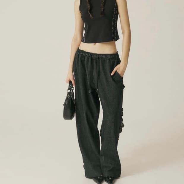 쓰리타임즈 cotton stripe pants