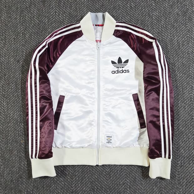 아디다스 Adidas 리버시블 화이트 버건디 트랙탑 바시티
