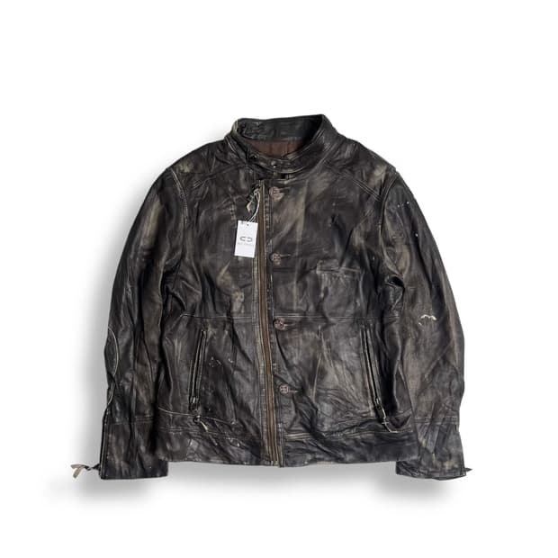 North beach 그라데이션 페인트 레더 자켓