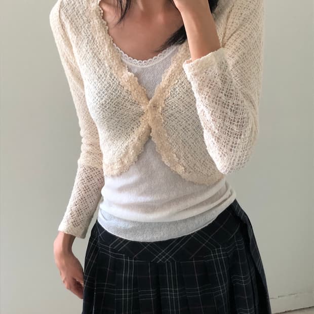 일본빈티지 레이스 볼레로 가디건