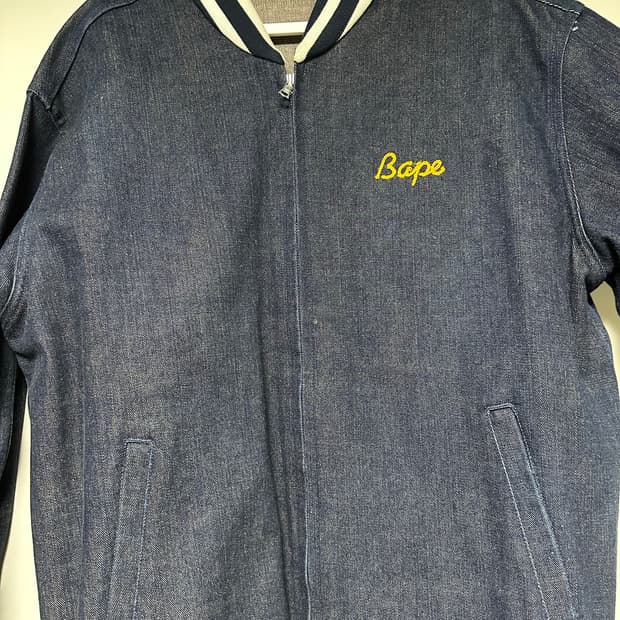 베이프 90's 데님 바시티 자켓