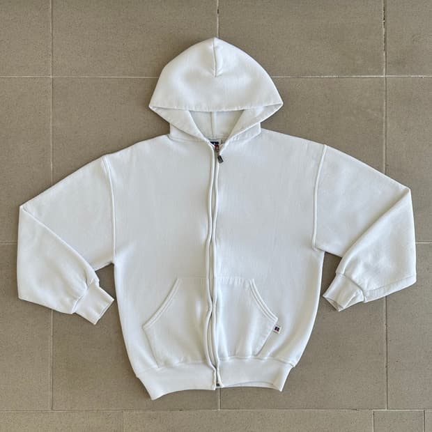 90s 빈티지 러셀 후드집업 화이트 M USA