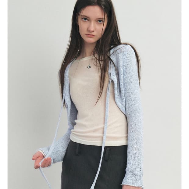 시티브리즈 볼레로 리본 가디건_SKY BLUE