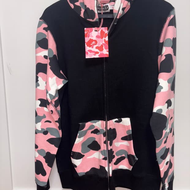 여성 Bape 베이프 멀티카모 핑크 후드집업 xs