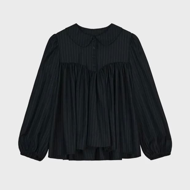 코스모스 울 카라 셔츠 네이비