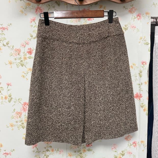 브라운 트위드 미니 스커트