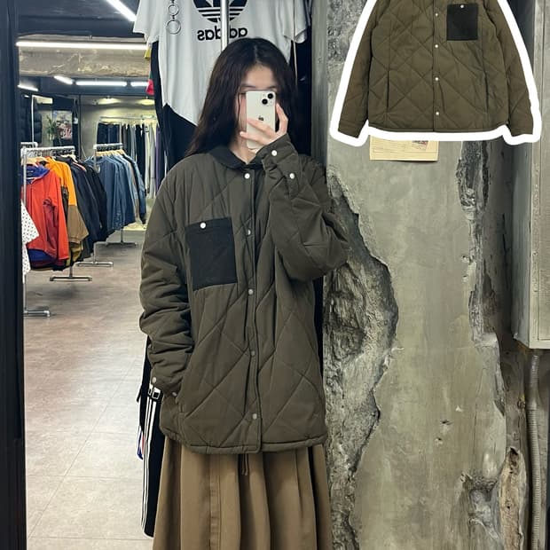 바버 카라 퀄팅 자켓 카키 L #csz2148
