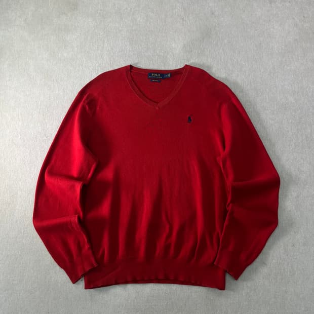 100 폴로랄프로렌 피마코튼 브이넥 니트