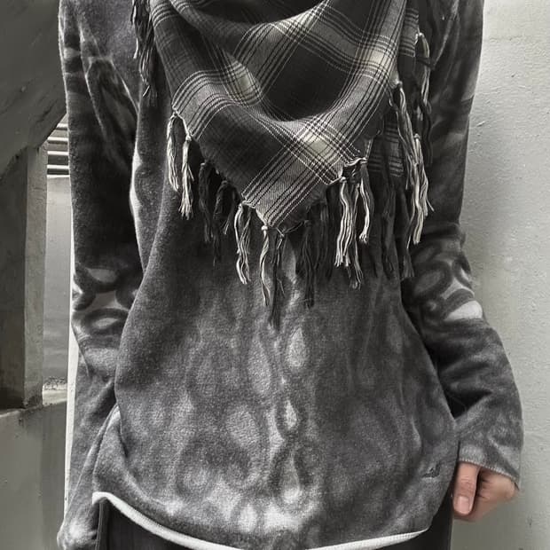 2000s JPN 블랙 체크 스톨 머플러