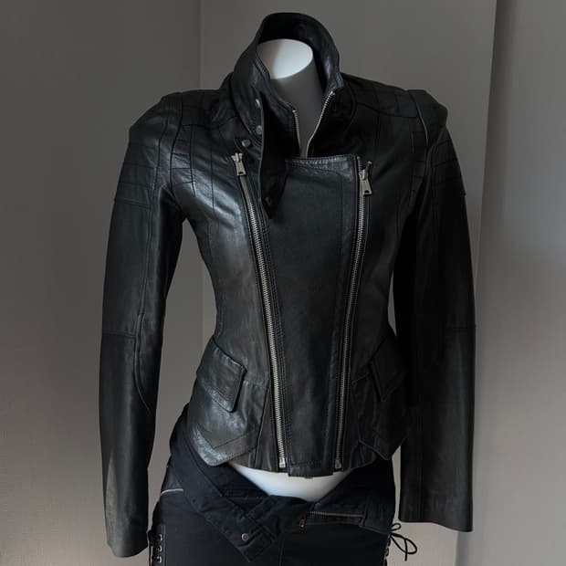 VOV 빈티지 더블 집업 레더 자켓