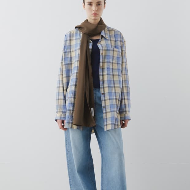 문달 MOONDAL brie check shirt in blue 셔츠