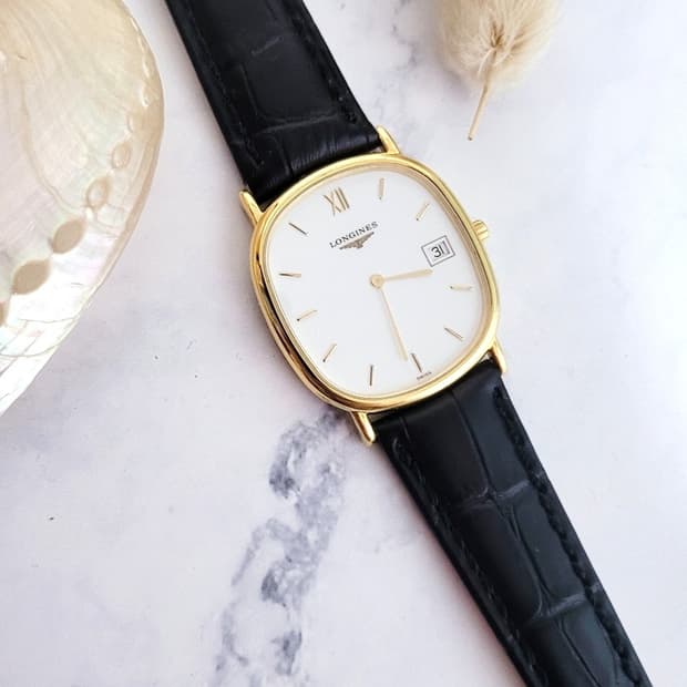 정품 론진 라 그랑드 클래식 엘립스 디자인 쿼츠 시계