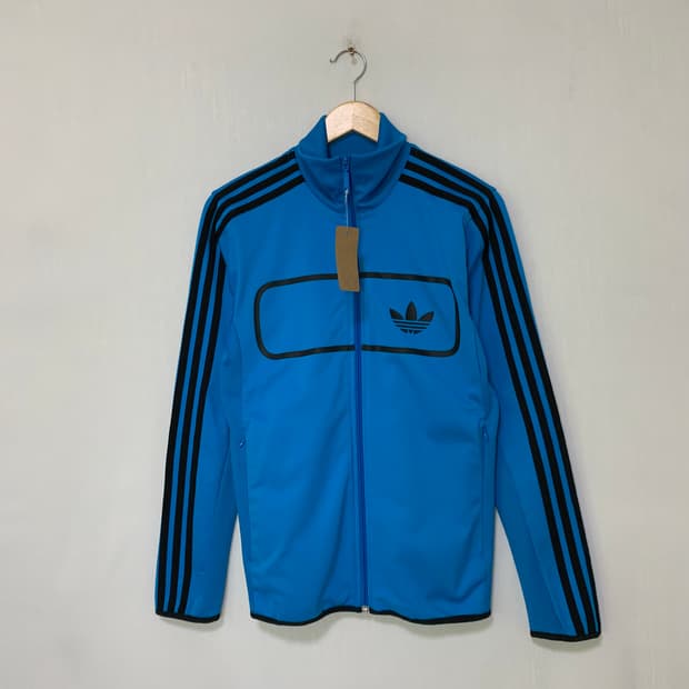 아디다스 빈티지 00s 2010 슬림 블랙 삼선 트랙탑 스카이블루 95