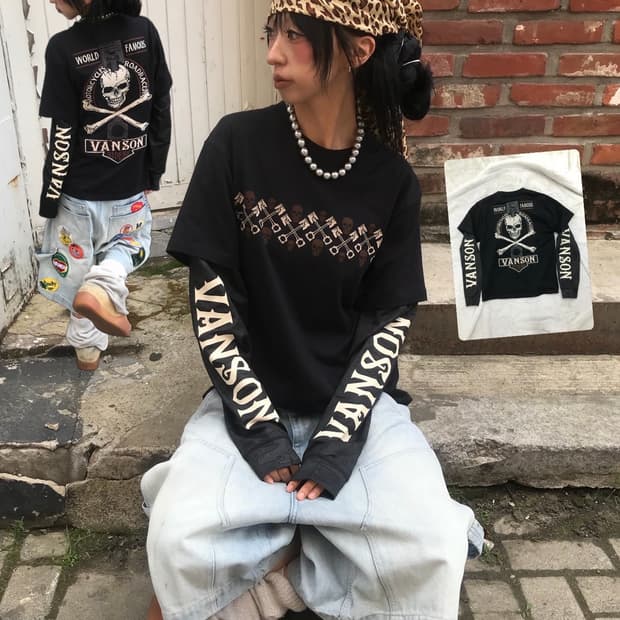 밴슨 레이어드 자수&카모 롱슬리브