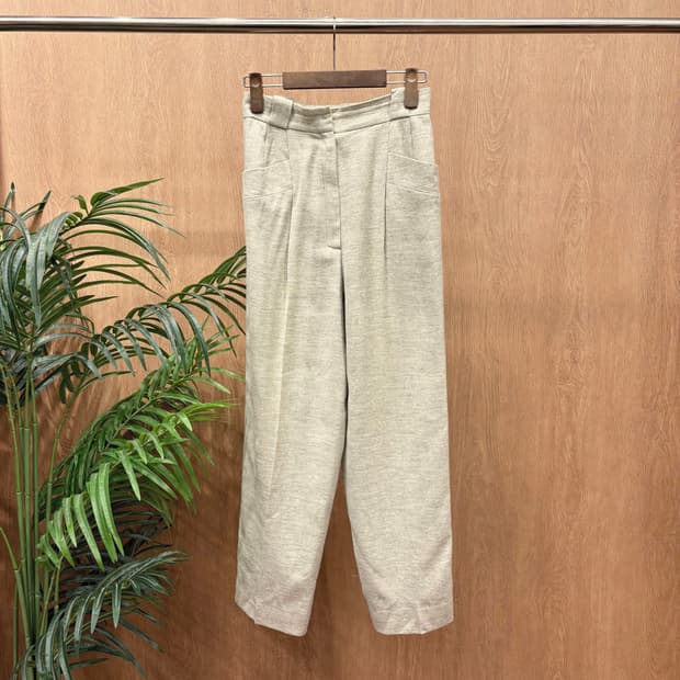 크리스찬 디올 하이웨스트 울 테일러드 팬츠 헤링본 핀턱 디테일 그레이