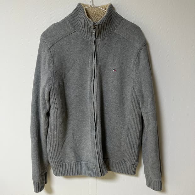 타미힐피거 헤비 코튼 니트 집업 m