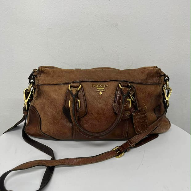 프라다 빈티지 가죽 투웨이 보스톤 토트백 크로스백
