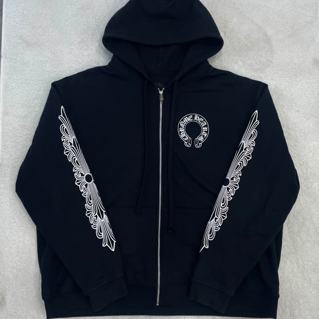 [ 새상품 , XXL ] 크롬하츠 홀스슈 플로랄 헤비웨이트 후드집업