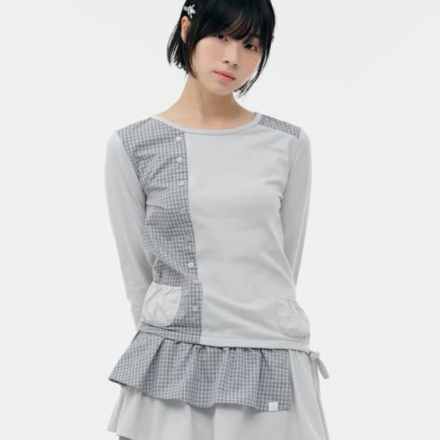 뚜오미오 CHECK MIXED JERSEY DRESS