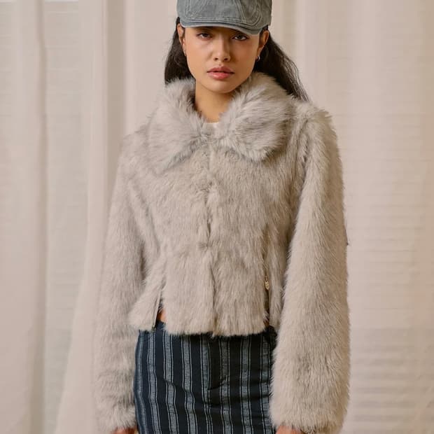 비터셀즈 아위 크롭 퍼 자켓 그레이 (새상품)