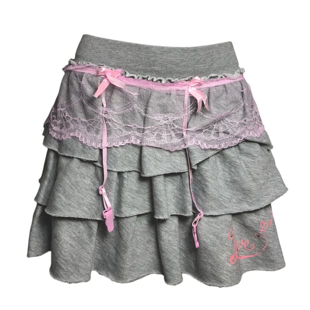 gray pink lace skt